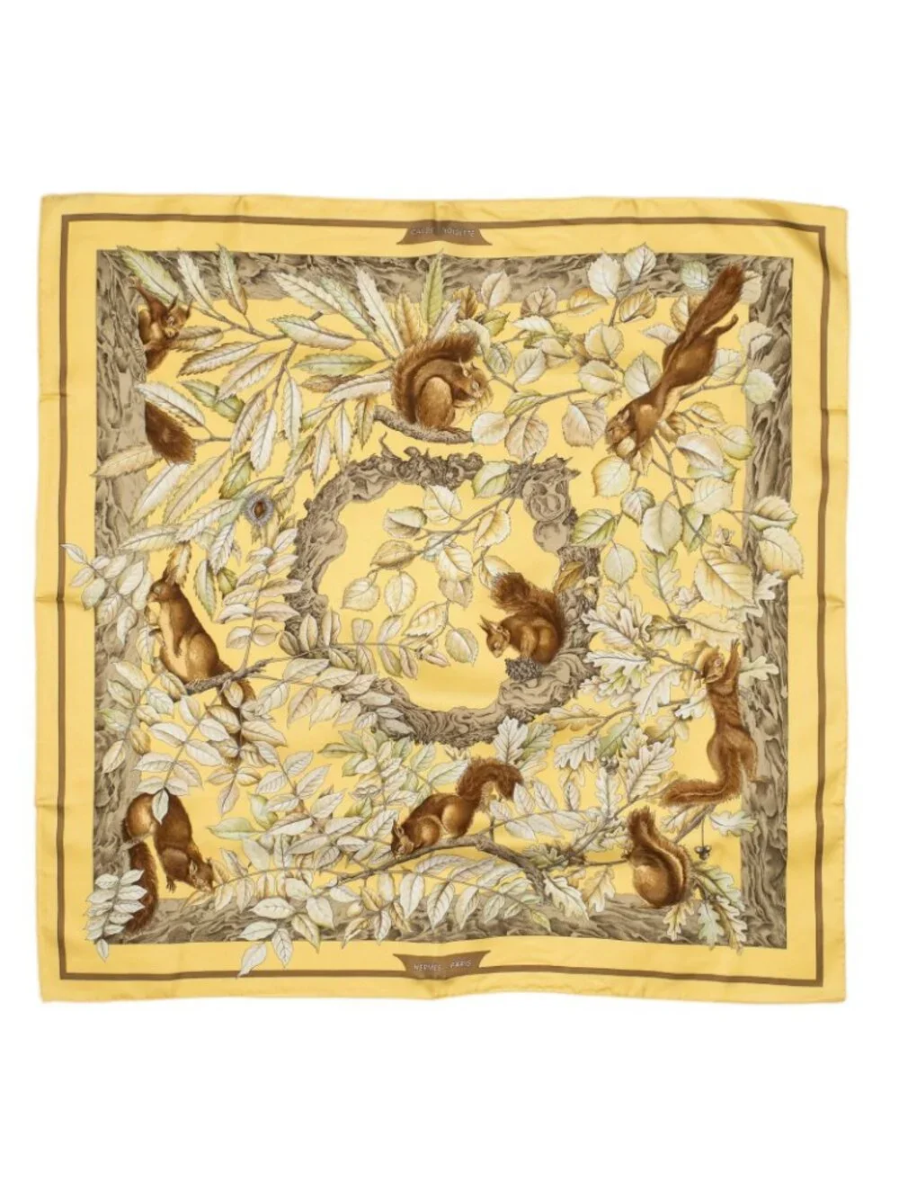 ★SOLD★ Hermes Scarf Brown Green Silk - Picture 2 of 5